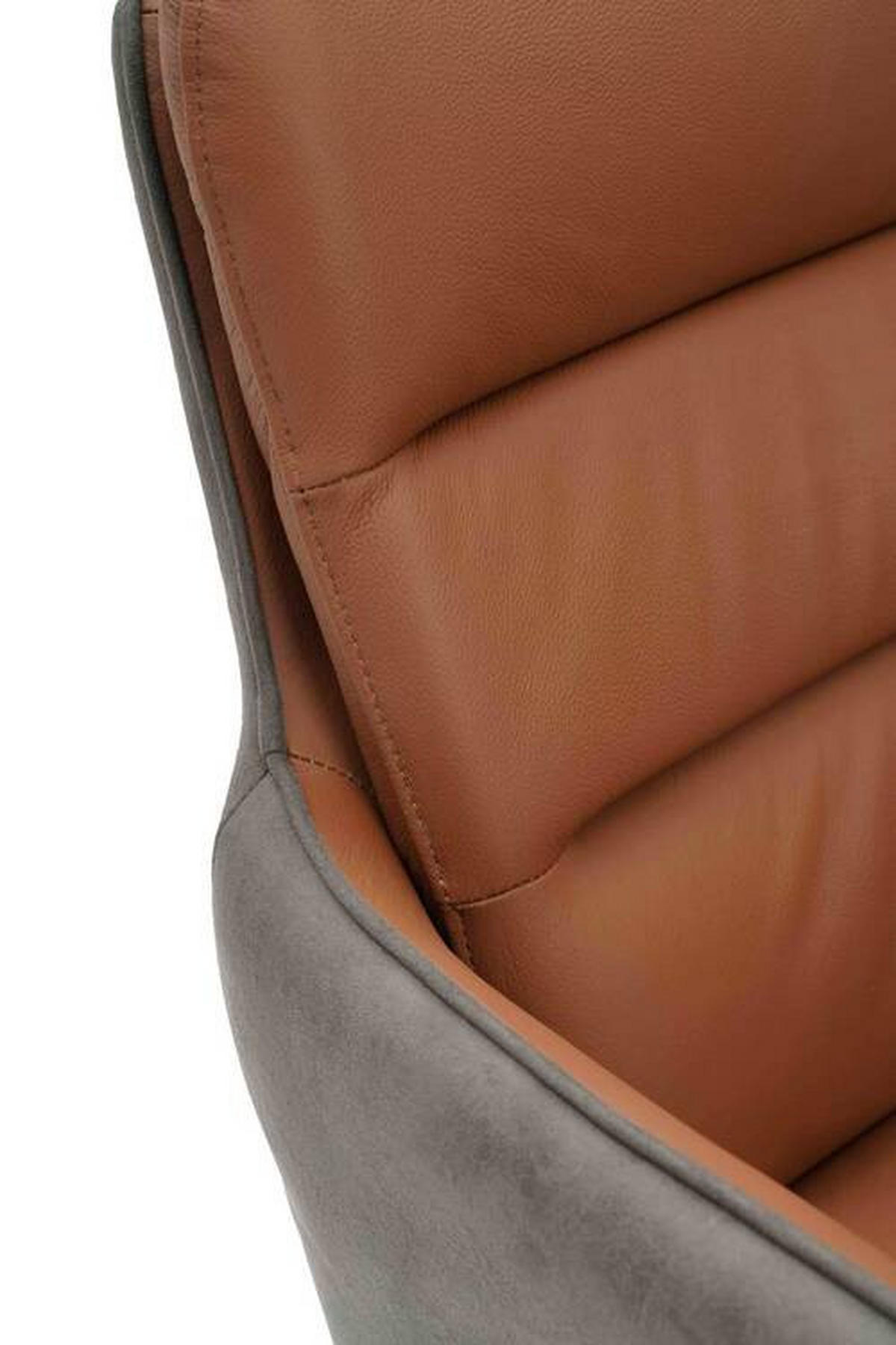 ARMLEHNSTUHL  in Eisen Mikrofaser Echtleder pigmentiert  - Cognac/Anthrazit, Design, Leder/Textil (58/89/67cm) - Novel