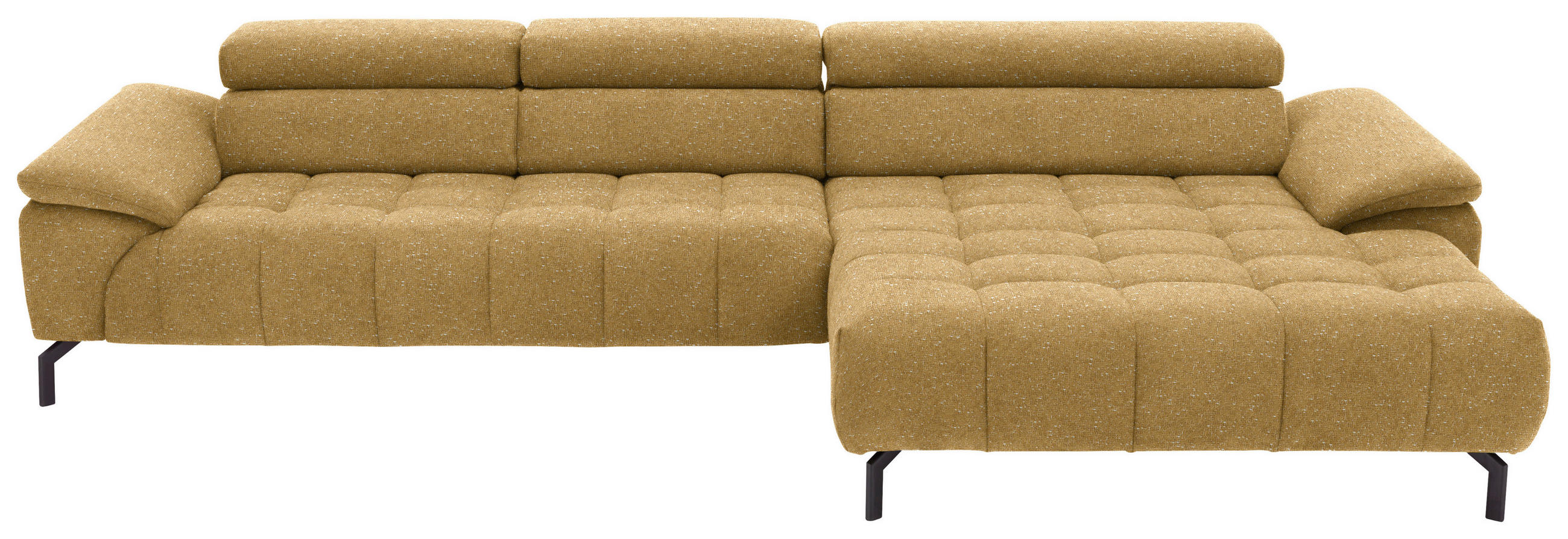 ECKSOFA in Chenille Currygelb  329/190 cm  - Currygelb/Schwarz, Design, Textil/Metall (329/190cm) - Beldomo Style
