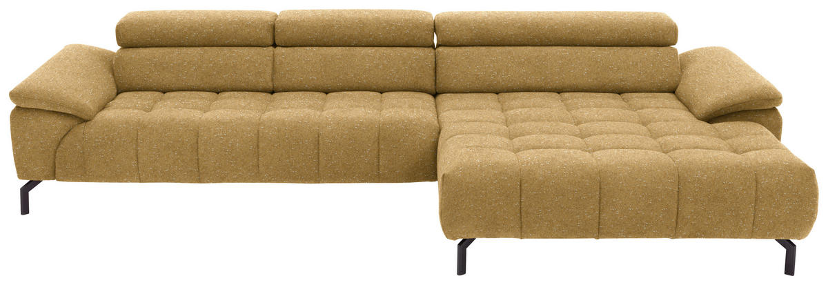 ECKSOFA in Chenille Currygelb  329/190 cm  - Currygelb/Schwarz, Design, Textil/Metall (329/190cm) - Beldomo Style