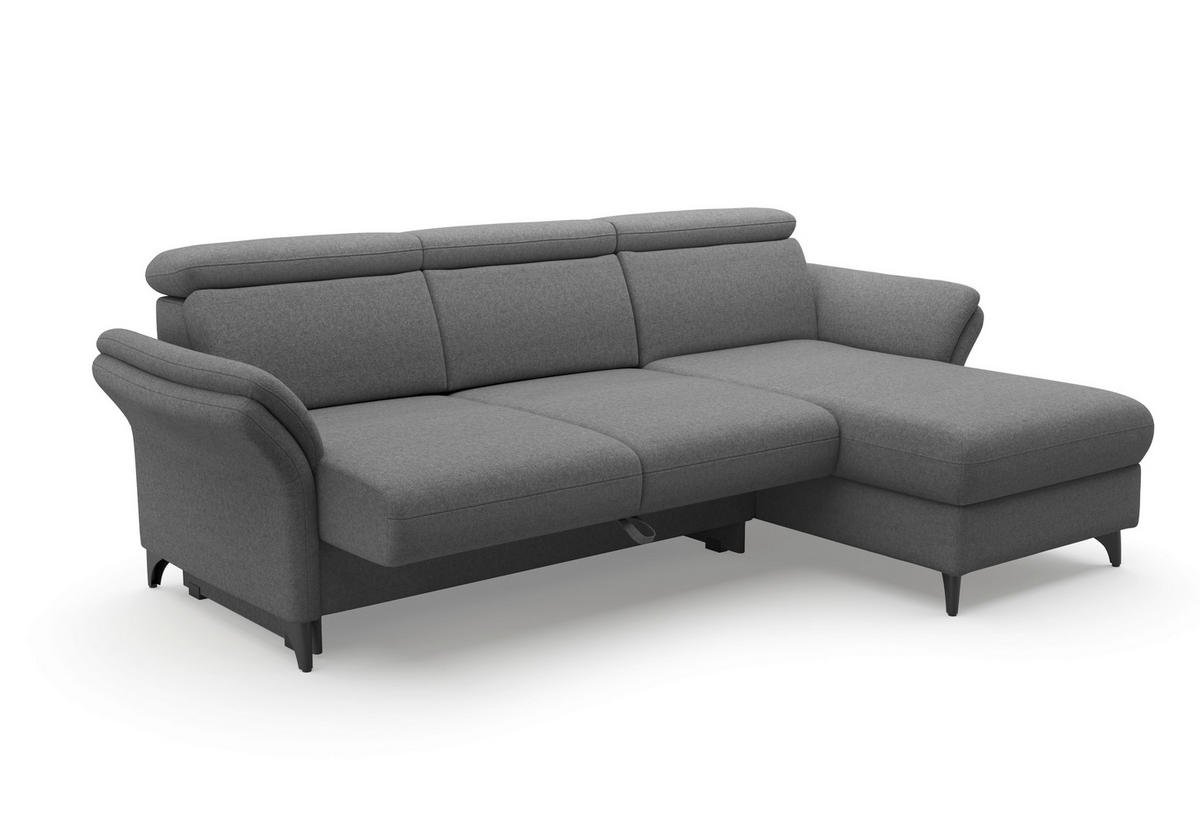 ECKSOFA Flachgewebe Dunkelgrau  - Dunkelgrau/Schwarz, Konventionell, Textil/Metall (253/166cm) - Sit & More