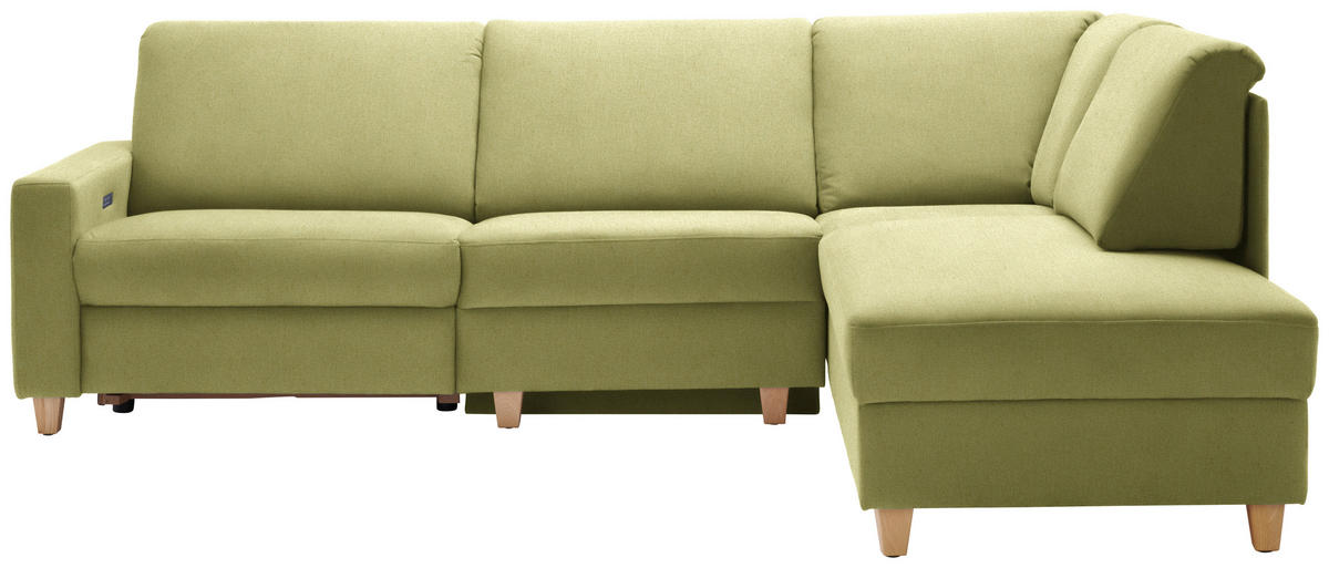 ECKSOFA  in Flachgewebe Hellgrün  261/203 cm  - Eichefarben/Hellgrün, KONVENTIONELL, Holz/Textil (261/203cm) - Sedda