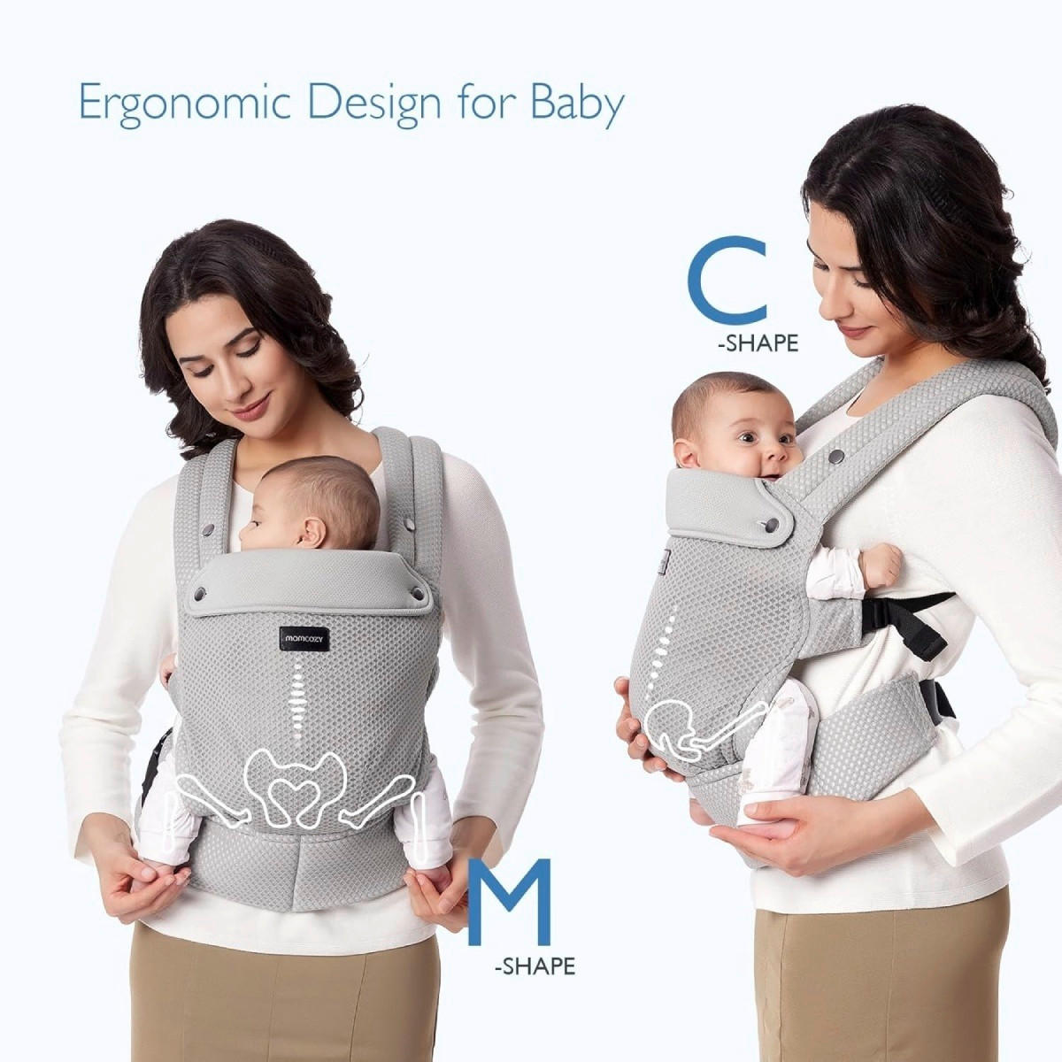 BABYTRAGE CARRIER AIR MESH  - Hellgrau, Basics, Textil (16/31/14,5cm) - Momcozy