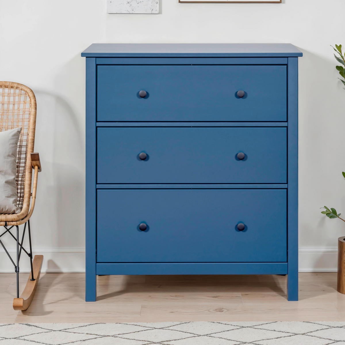 KOMODA  85/96/40 cm  plava  - crna/plava, Dizajnerski, metal/drvo (85/96/40cm)