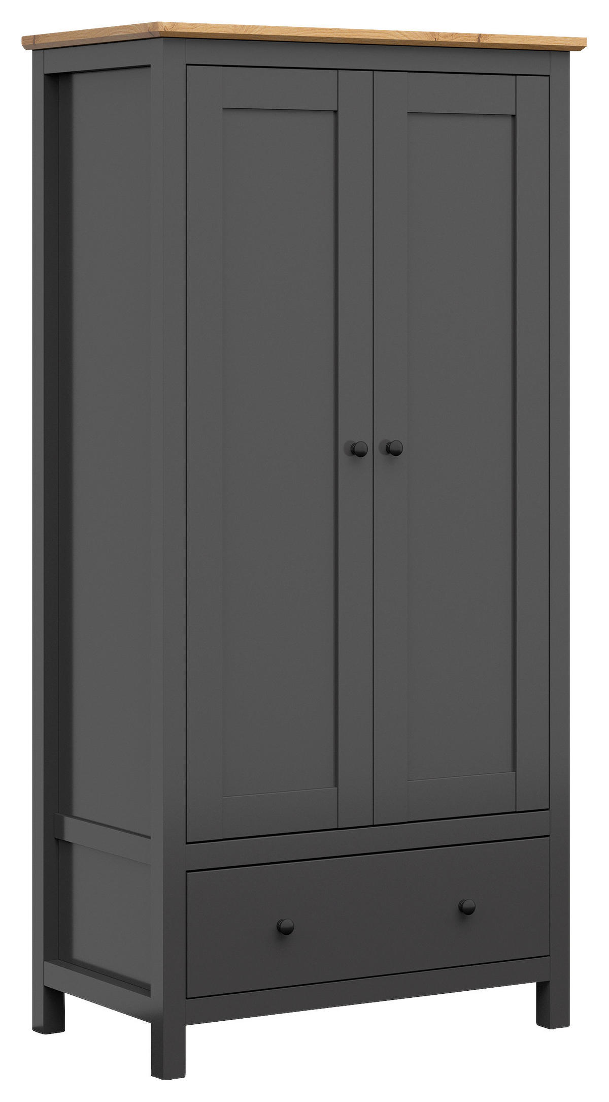 KLEIDERSCHRANK  in Graphitfarben, Eiche Artisan  - Graphitfarben/Schwarz, Design, Holzwerkstoff/Kunststoff (101/203/57cm)