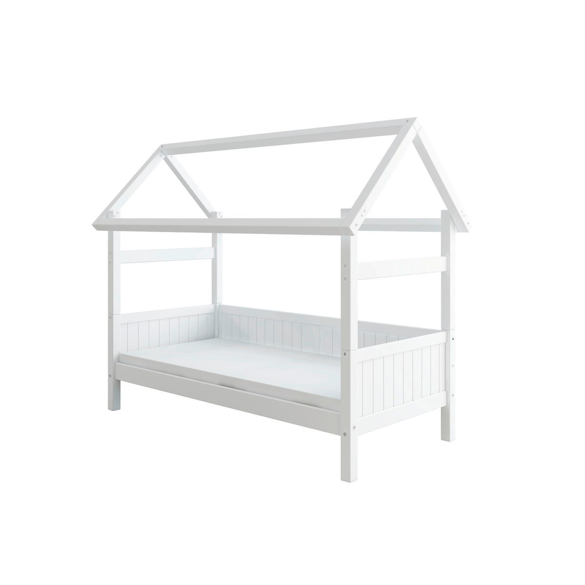 HAUSBETT 90/200 cm,  in Weiß, Rollrost  - Weiß, MODERN, Holz (90/200cm) - Chameo