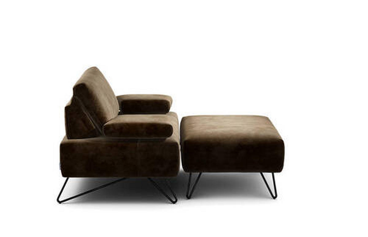 SESSELSET in Samt Braun  - Schwarz/Braun, Design, Textil/Metall (114-142/85/86-94cm) - SENSOO