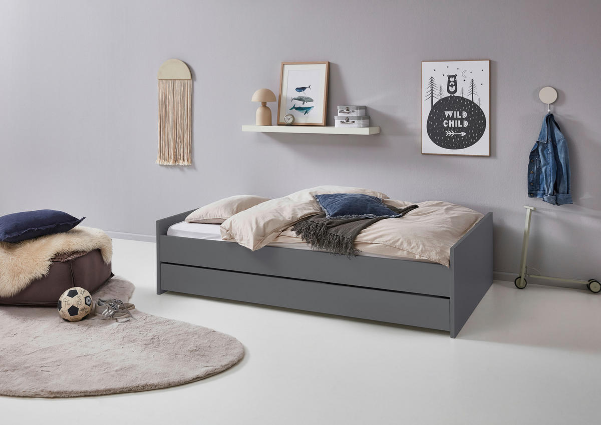 BODENBETT. 120/200 cm  in Anthrazit  - Anthrazit, LIFESTYLE, Holz/Holzwerkstoff (120/200cm) - Stylife
