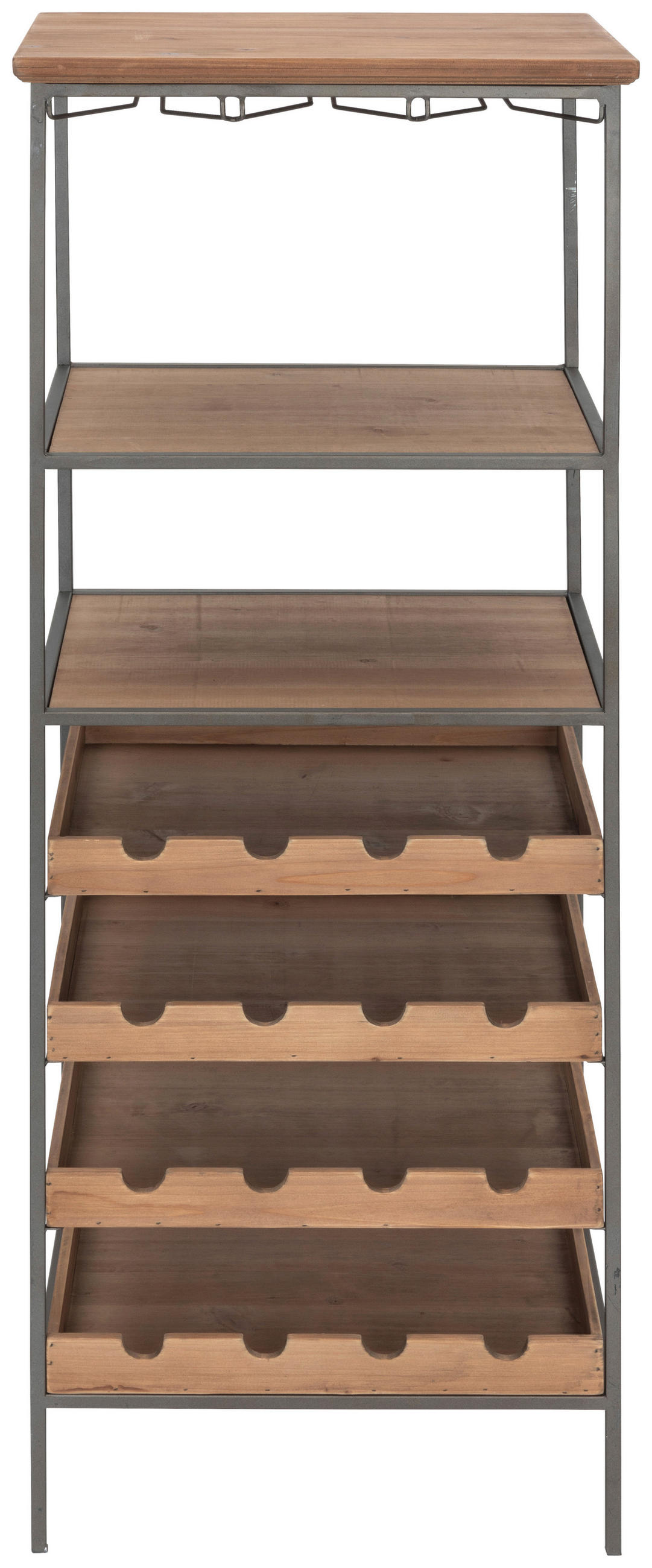 WEINREGAL  - Schwarz/Naturfarben, LIFESTYLE, Holz/Metall (51/137/39cm) - Livetastic