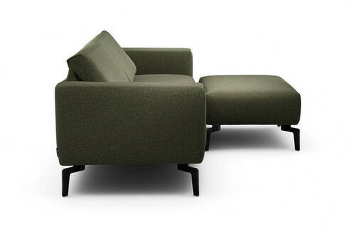 2,5-Sitzer inkl. Hocker Chenille Waldgrün  - Waldgrün/Schwarz, Design, Textil/Metall (220/86/86-94cm) - SENSOO