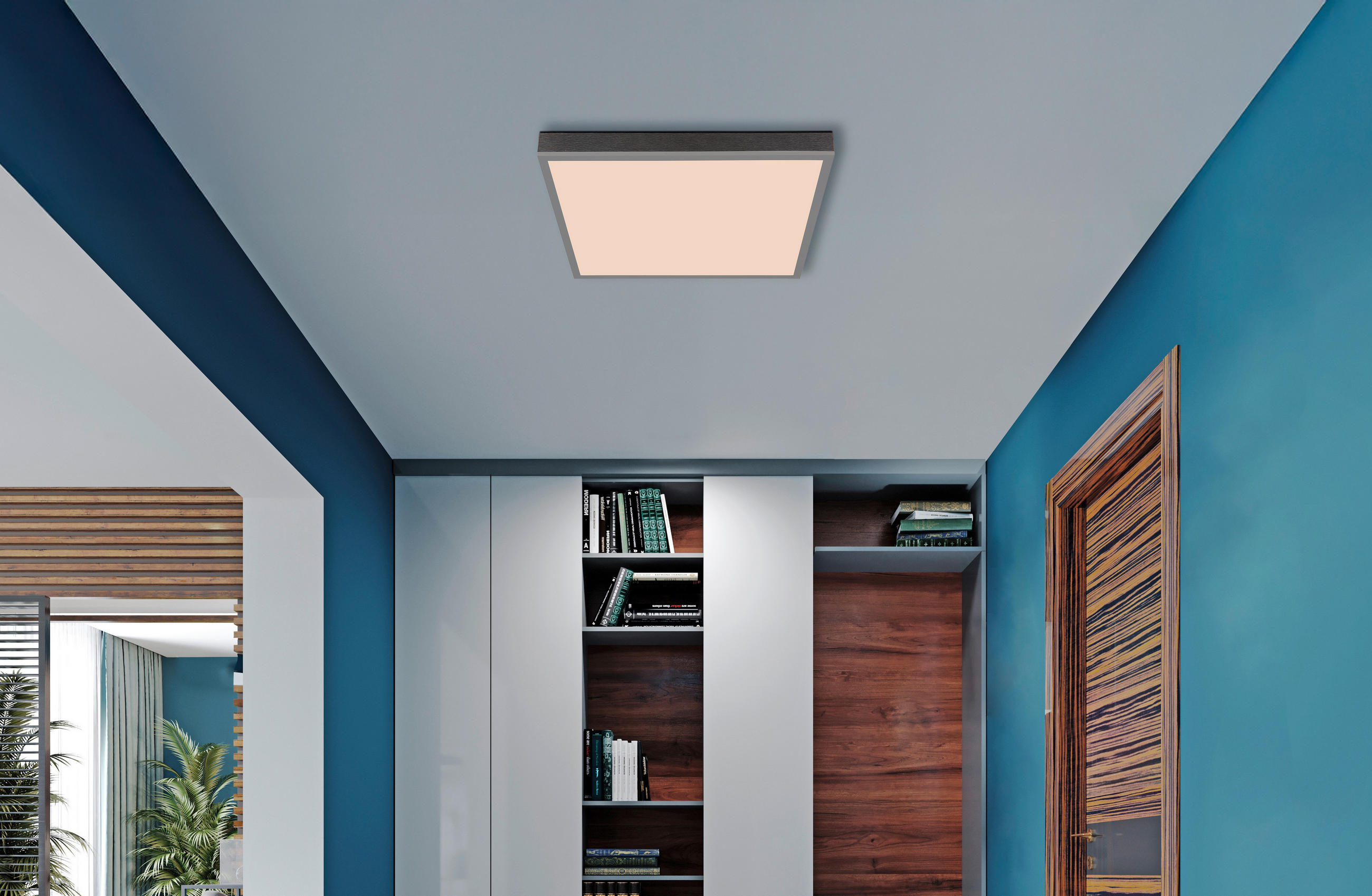 LED-DECKENLEUCHTE 45/45/7,5 cm   - Dunkelgrau/Silberfarben, Basics, Kunststoff/Metall (45/45/7,5cm) - Globo
