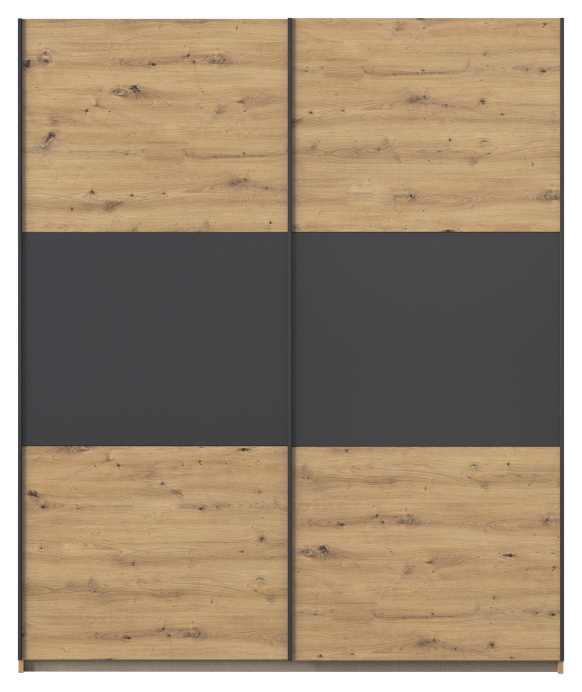 SCHWEBETÜRENSCHRANK in Grau, Eiche Artisan, Alufarben  - Alufarben/Eiche Artisan, Modern, Holzwerkstoff/Metall (175/210/59cm) - Rauch Möbel