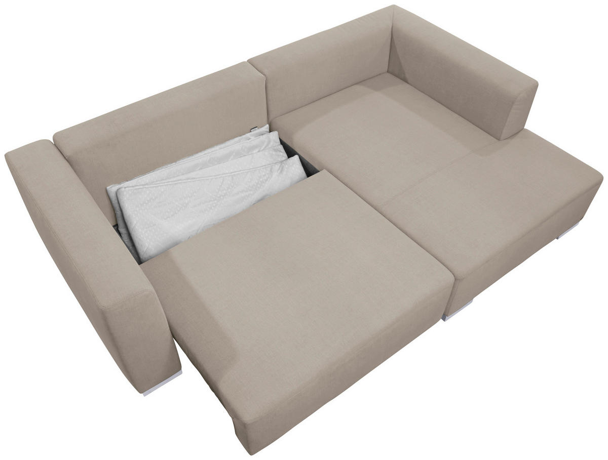 ECKSOFA inkl. Funktion Heaven Beige Flachgewebe  - Chromfarben/Beige, KONVENTIONELL, Textil/Metall (242/162cm) - Tom Tailor