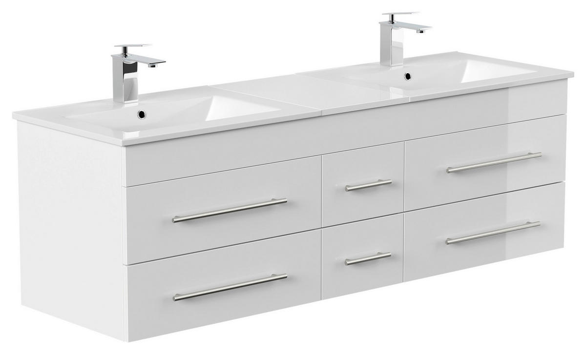 WASCHTISCHKOMBI 153 cm  - Weiß Hochglanz/Weiß, Basics, Keramik/Holzwerkstoff (153cm) - MID.YOU