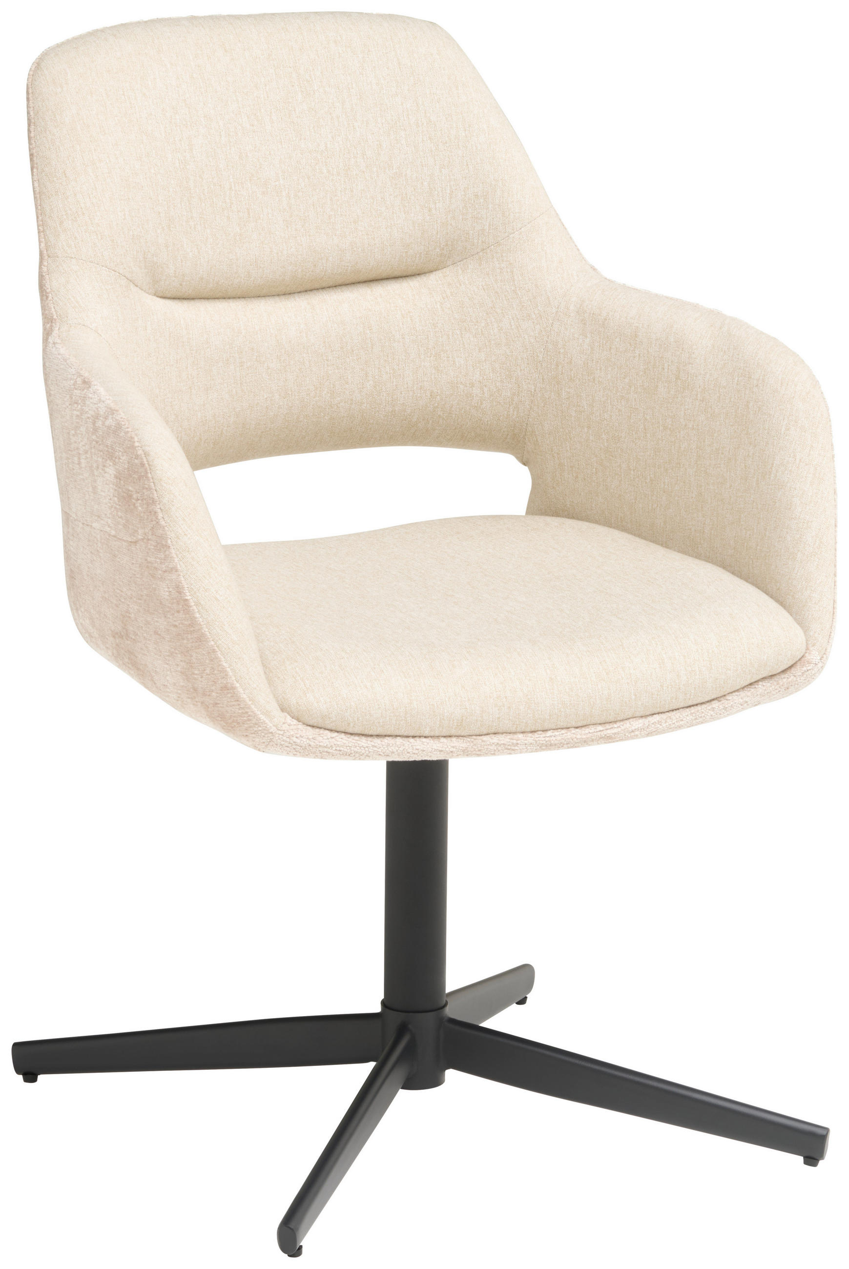 ARMLEHNSTUHL  in Eisen Chenille, Leinenoptik  - Beige/Schwarz, KONVENTIONELL, Textil/Metall (61/85/63cm) - MID.YOU