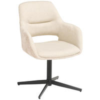 ARMLEHNSTUHL  in Eisen Chenille, Leinenoptik  - Beige/Schwarz, KONVENTIONELL, Textil/Metall (61/85/63cm) - MID.YOU