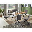 SITZBANK 160/87/64 cm Lederlook Grau, Schwarz, Eichefarben Eiche massiv Metall  - Eichefarben/Schwarz, Design, Holz/Textil (160/87/64cm) - Voleo