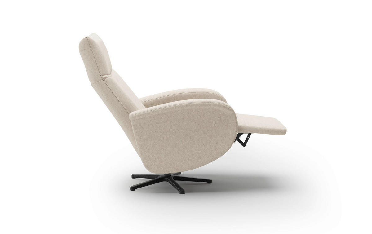 RELAXSESSEL GLENDALE E Flachgewebe Kopfteilverstellung, Rücken echt    - Creme/Schwarz, KONVENTIONELL, Textil/Metall (75/112/82cm) - Sit & More