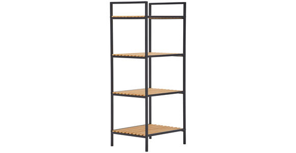 REGAL Braun, Naturfarben, Schwarz  - Schwarz/Braun, Design, Naturmaterialien/Metall (39/95/32,5cm) - Xora