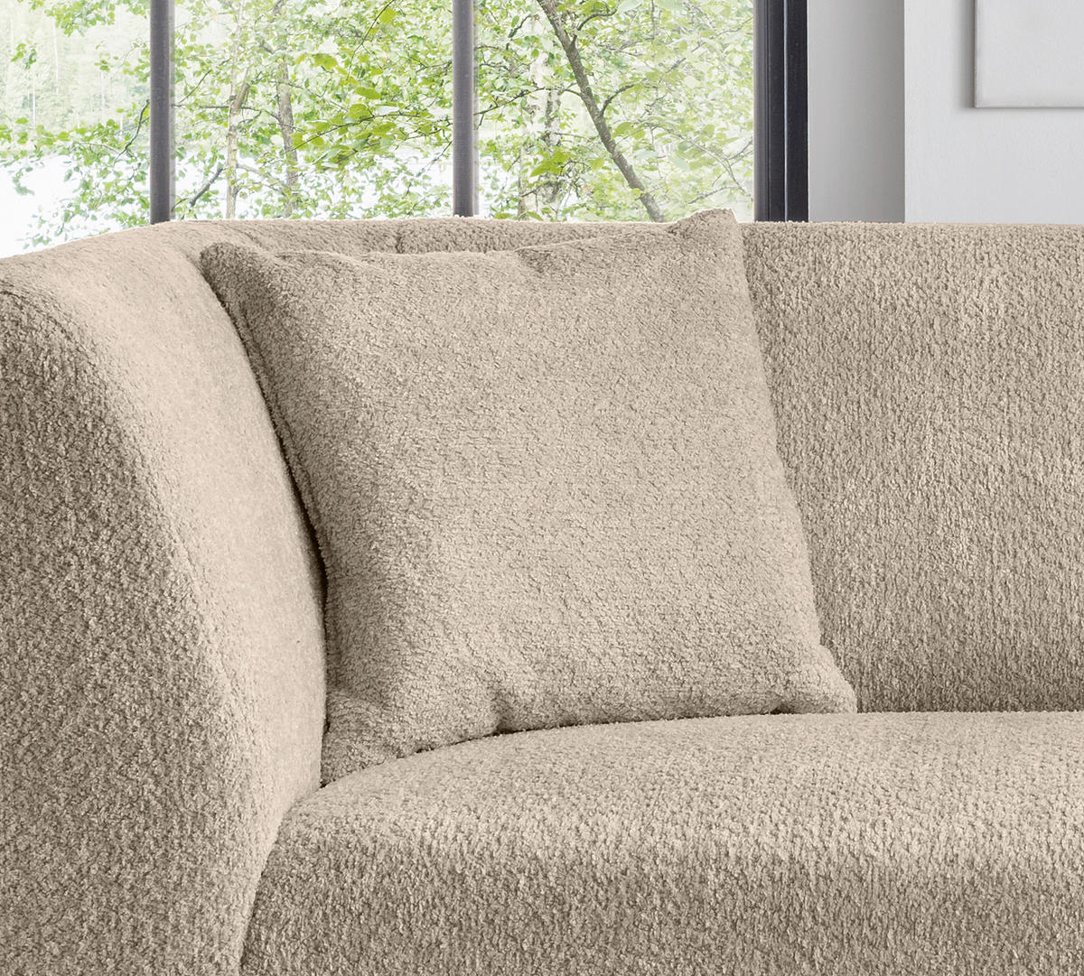 3-SITZER-SOFA in Bouclé Beige  - Beige/Schwarz, Modern, Holz/Textil (208/83/88cm) - MID.YOU