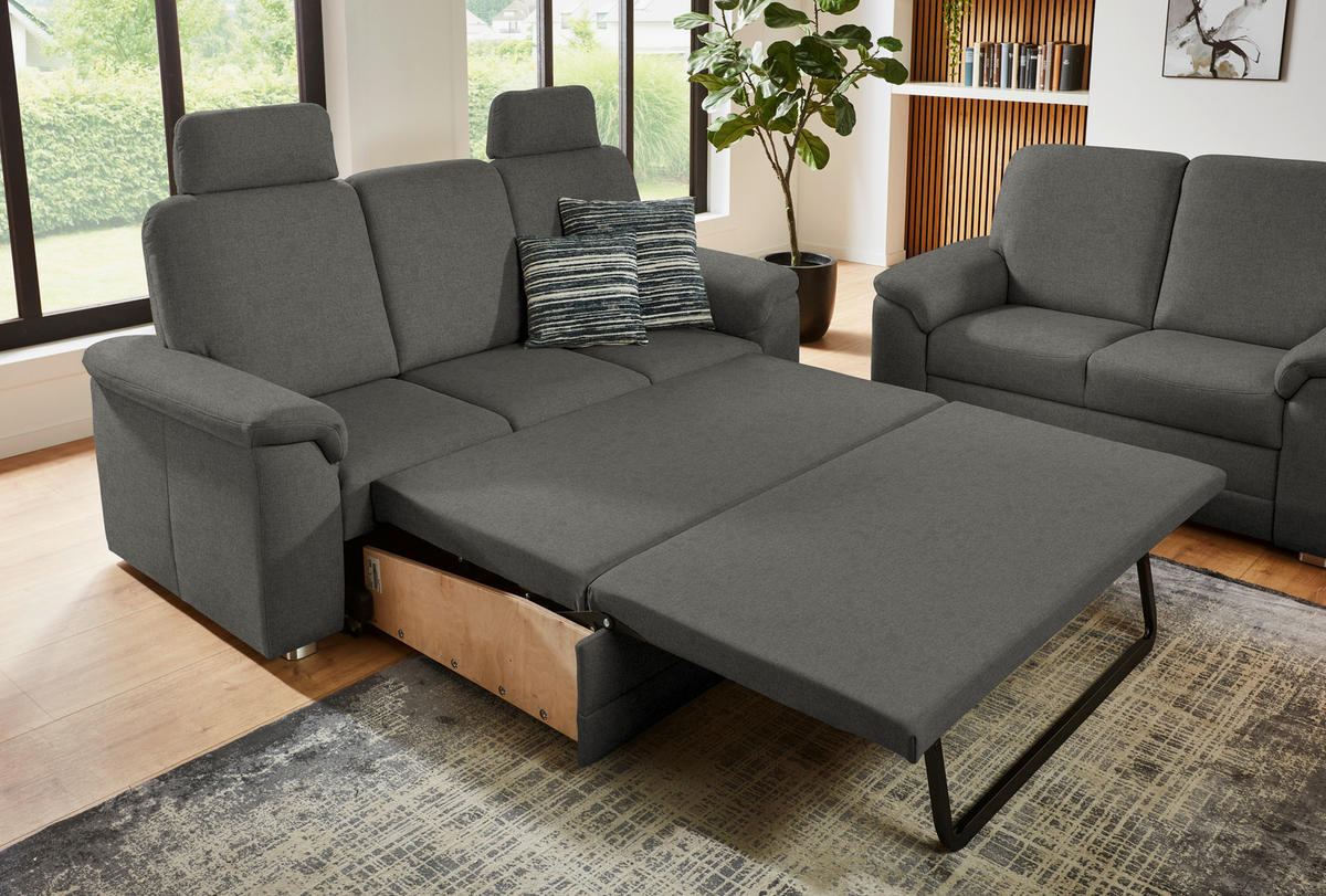 SITZGARNITUR Chenille Grau  - Alufarben/Grau, Konventionell, Textil/Metall (208/156/96/89cm) - Beldomo Comfort