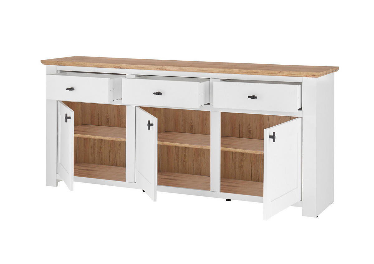 SIDEBOARD  198/88/45 cm 3 Schublade(n)  - Eichefarben/Eiche Wotan, Design, Holzwerkstoff/Metall (198/88/45cm) - MID.YOU