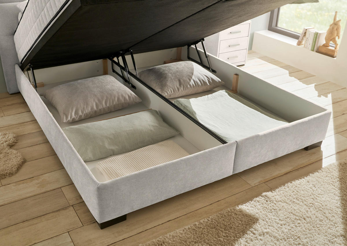 BOXBETT 180/200 cm  in Beige  - Beige/Schwarz, MODERN, Holzwerkstoff/Kunststoff (180/200cm) - MID.YOU