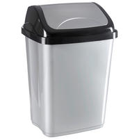 SCHWINGDECKELEIMER Kunststoff   - Silberfarben/Schwarz, Basics, Kunststoff (19,5/25/37,5cm) - Homeware