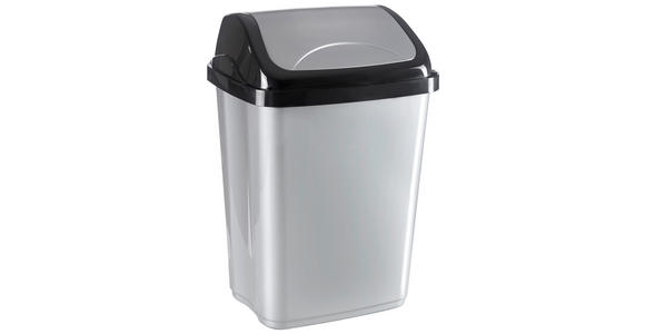 SCHWINGDECKELEIMER 10 l  Kunststoff  - Silberfarben/Schwarz, Basics, Kunststoff (19,5/25/37,5cm) - Homeware