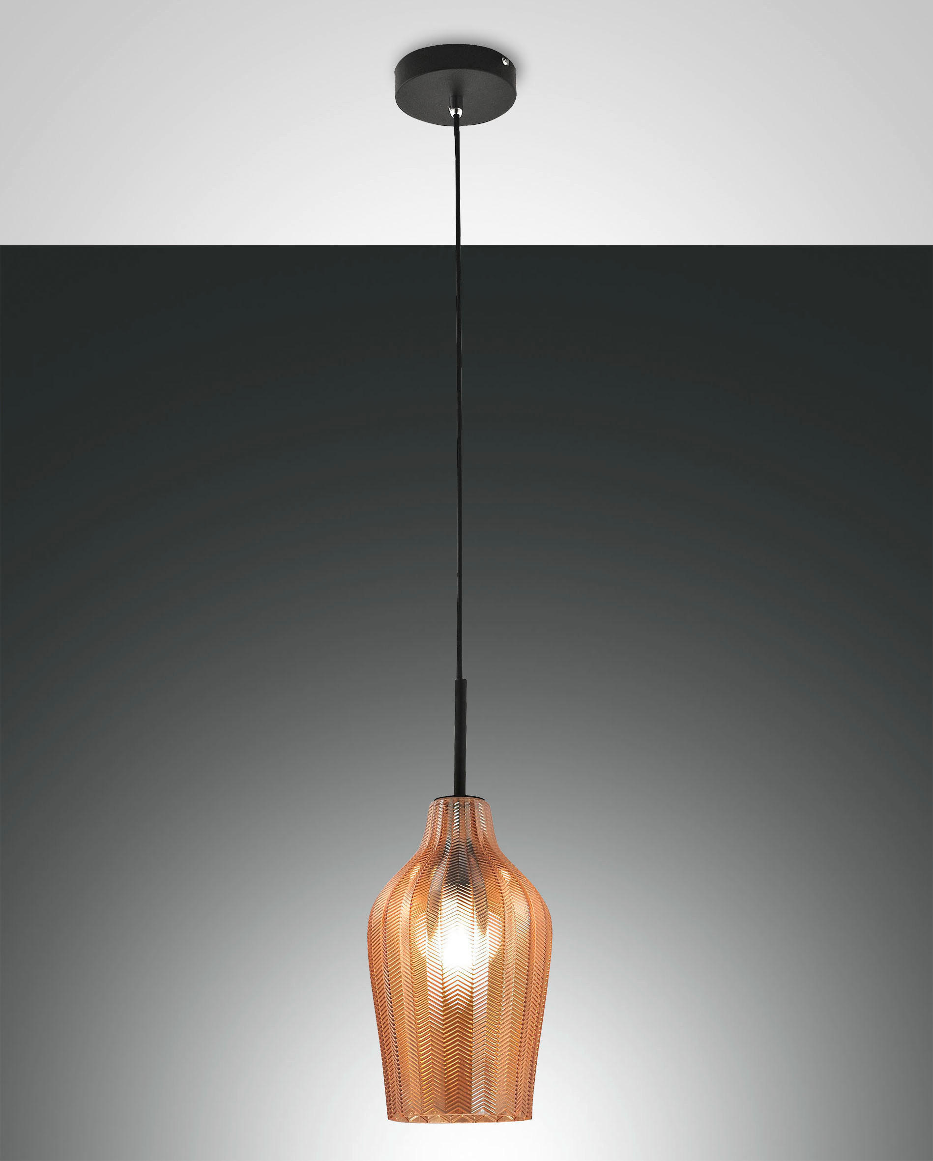PENDELLEUCHTE Stintino 18/200 cm   - Schwarz, Design, Glas/Metall (18/200cm) - Fabas Luce
