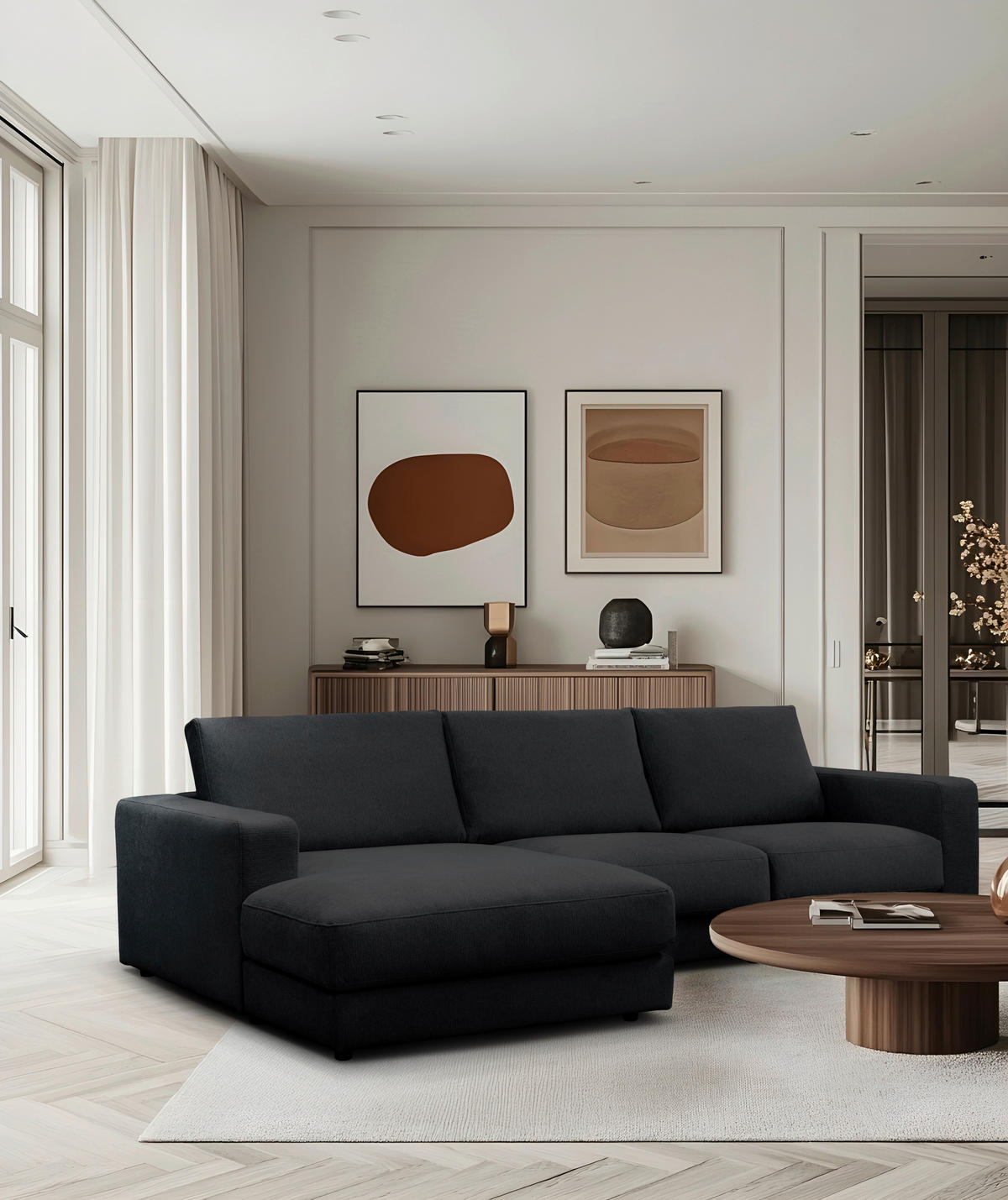 ECKSOFA VIGO Schwarz  - Schwarz, Design, Textil (172/303cm) - MID.YOU