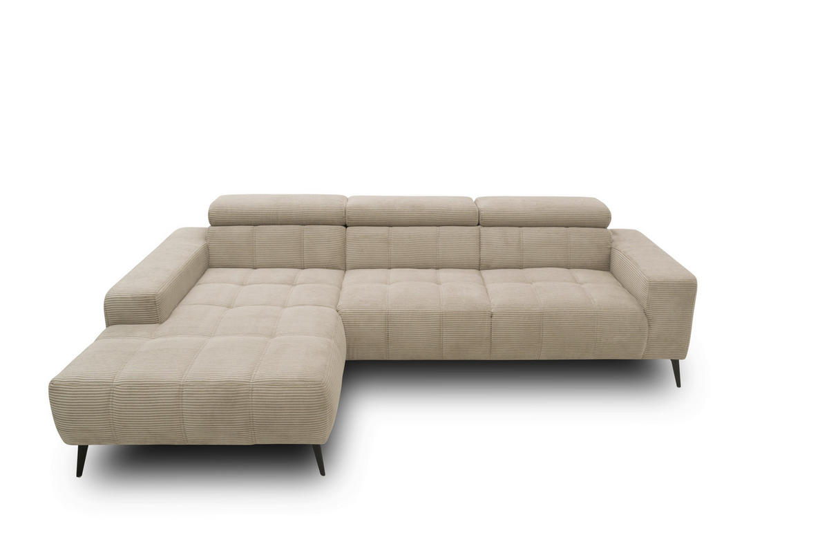 ECKSOFA TRENTO Taupe Mikrofaser  - Taupe/Dunkelgrau, MODERN, Textil/Metall (287/175cm) - MID.YOU
