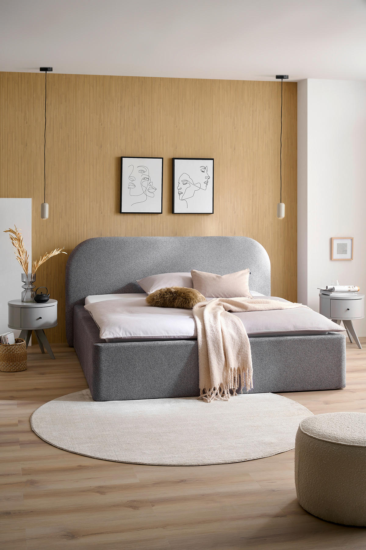 POLSTERBETT 180/200 cm  in Grau  - Schwarz/Grau, Design, Holz/Textil (180/200cm) - Boxxx