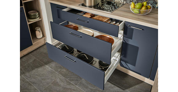 ECKKÜCHE in Blau, Tannenholzfarben - Blau/Tannenholzfarben, Design, Holzwerkstoff/Metall (121,6/280/150cm) - Xora