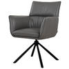 ARMLEHNSTUHL  Sitzfläche 360° drehbar, automatische Rückholfunktion  Echtleder  - Dunkelgrau/Schwarz, MODERN, Leder/Metall (64/90,5/64,5cm) - Livetastic
