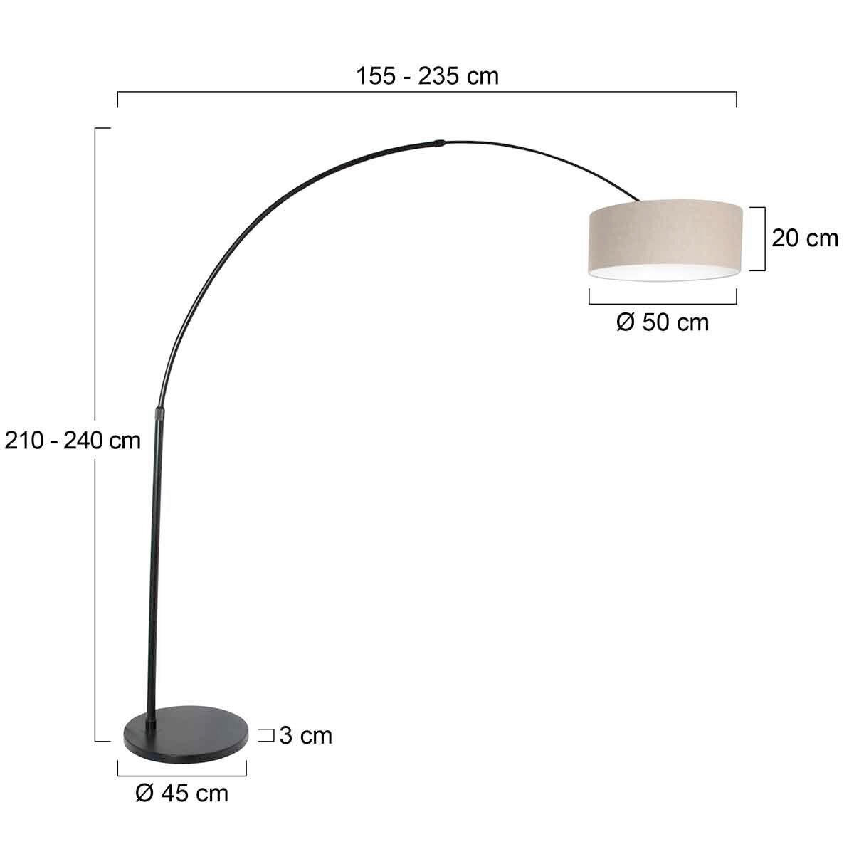 STEHLEUCHTE SPARKLED LIGHT 50/240/230 cm  - Schwarz/Grau, Trend, Textil/Metall (50/240/230cm)