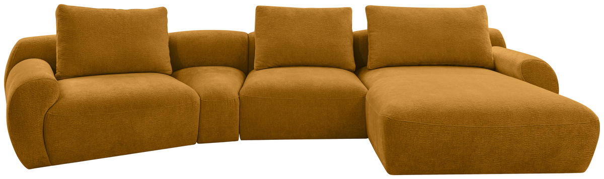 ECKSOFA Senfgelb Chenille  - Senfgelb/Schwarz, KONVENTIONELL, Kunststoff/Textil (362/176cm) - Carryhome