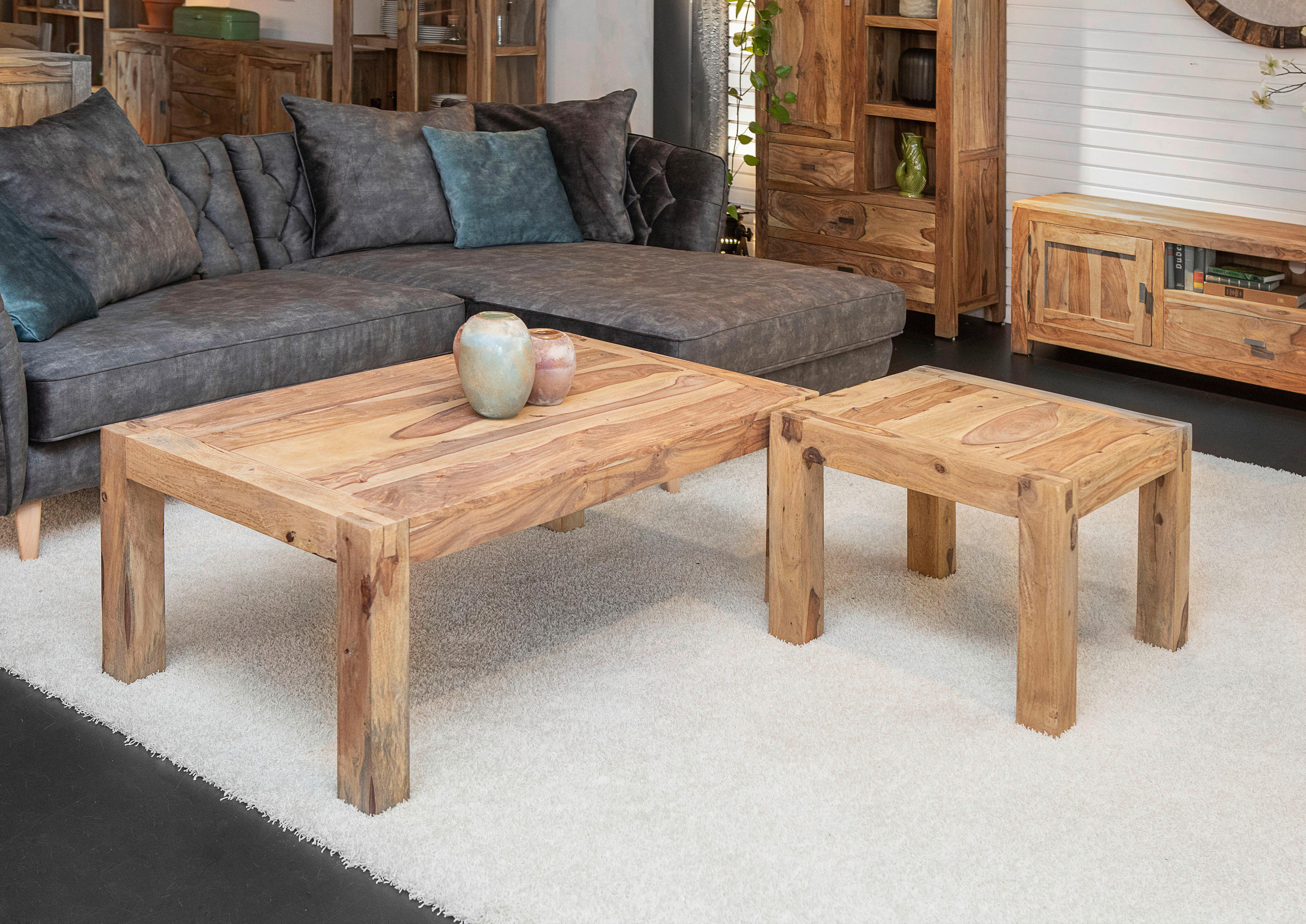 COUCHTISCH Sheesham massiv quadratisch Naturfarben - Naturfarben, LIFESTYLE, Holz (60/60/45cm) - Landscape