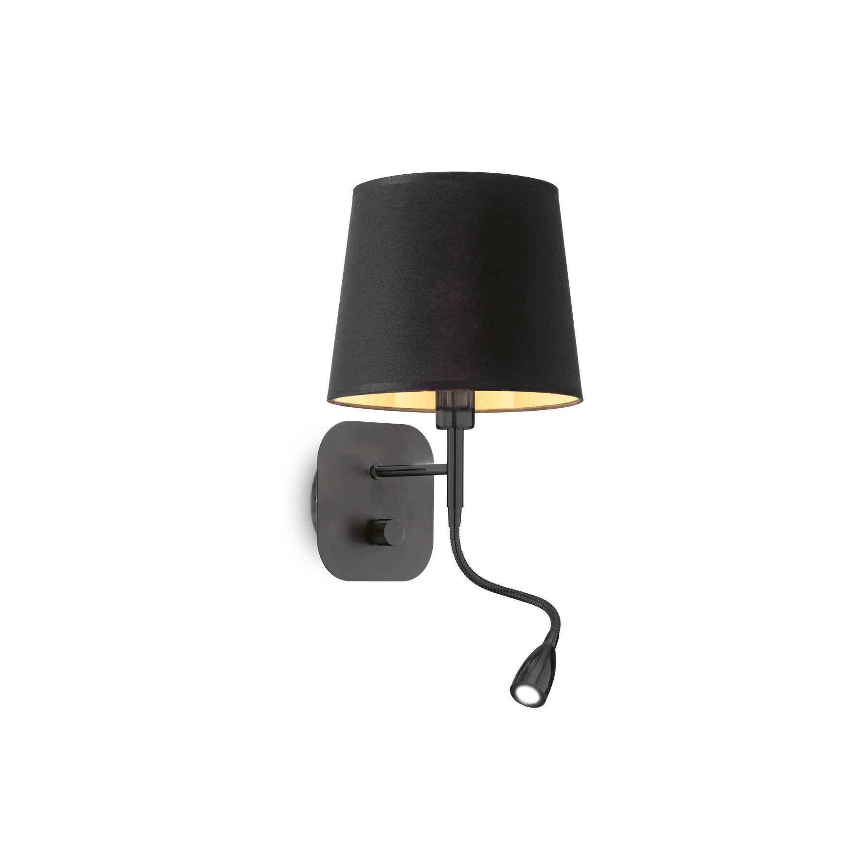 LED-WANDLEUCHTE Nordik 18/21/48 cm   - Schwarz, KONVENTIONELL, Kunststoff/Metall (18/21/48cm) - Ideal Lux