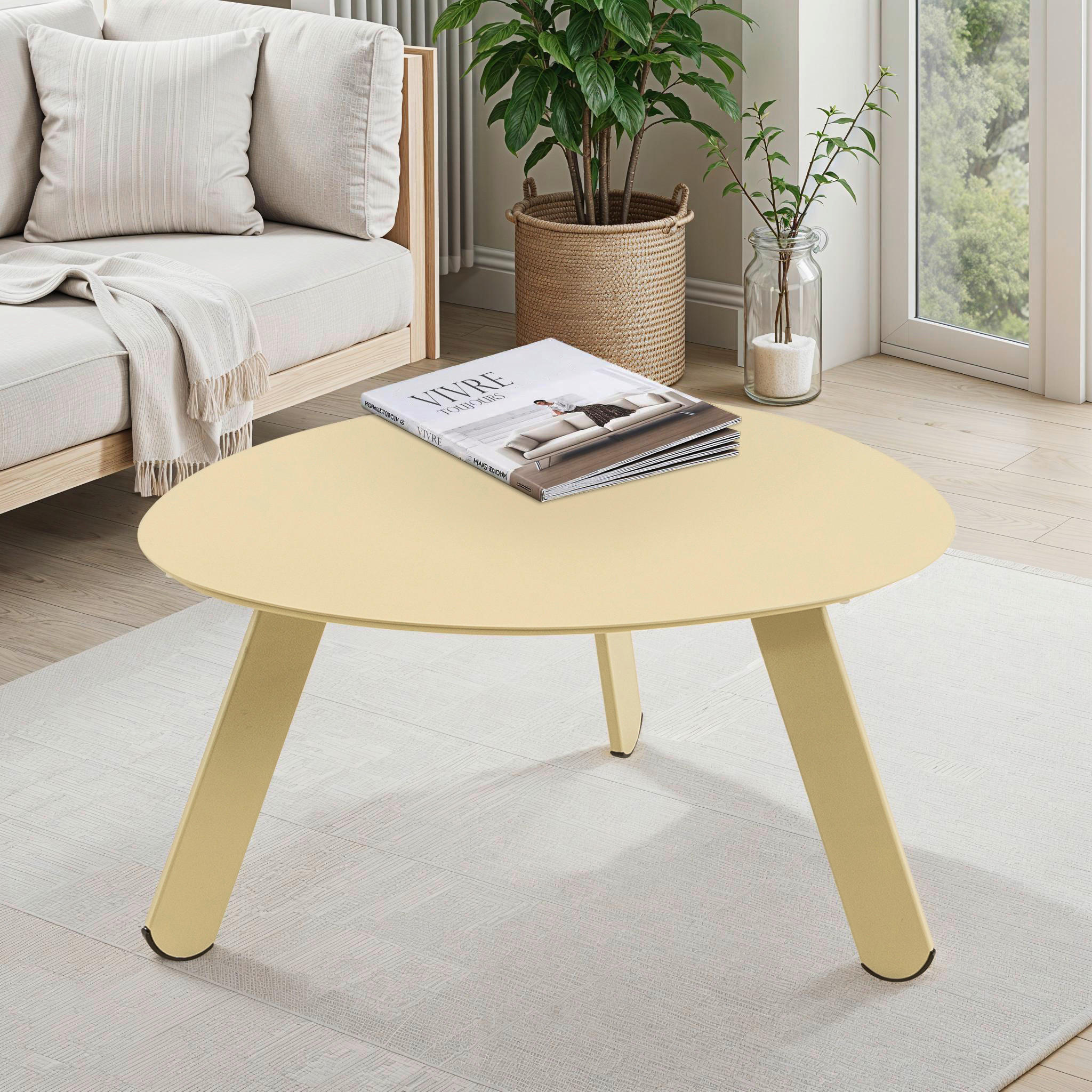 ZAHRADNÍ STOLEK, kov, 55/46/28 cm - béžová, Moderní, kov (55/46/28cm) - Ambia Garden