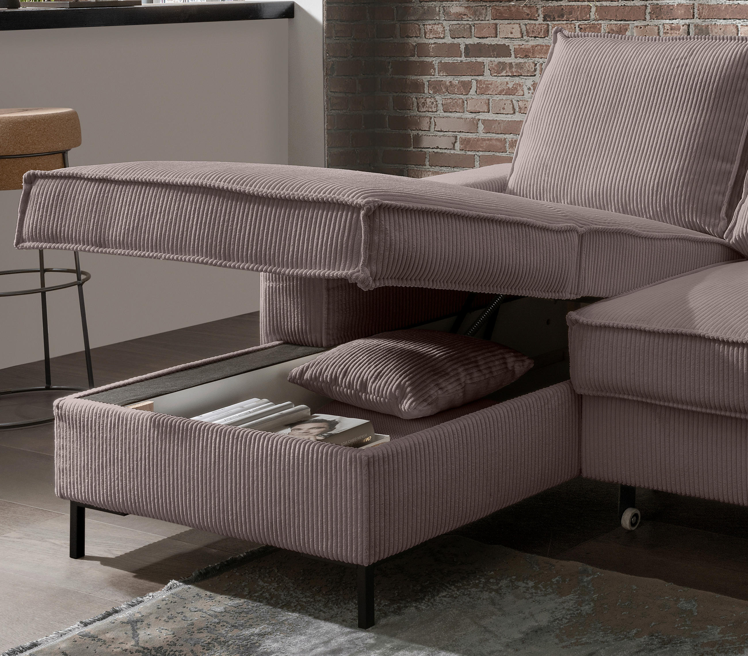 Thumbnail - Livetastic Ecksofa, Graubraun, Textil, Uni, 4-Sitzer, Füllung: Schaumstoff, L-Form, 240x150 cm, Liegefunktion, seitenver...