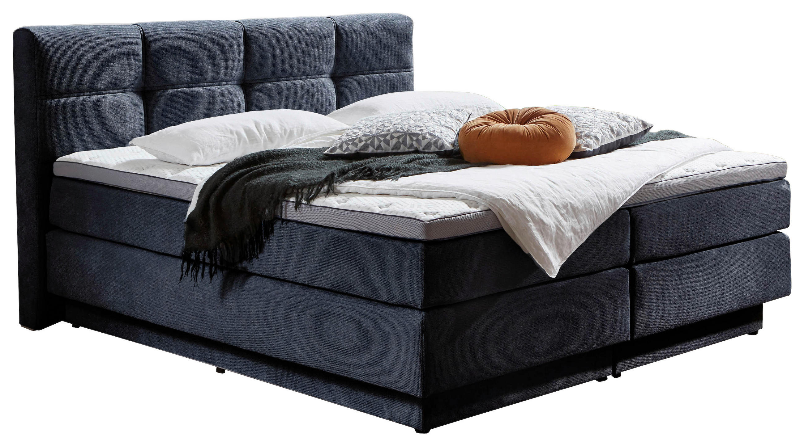 BOXSPRINGBETT 180/200 cm  in Blau  - Blau/Schwarz, KONVENTIONELL, Kunststoff/Textil (180/200cm) - Carryhome