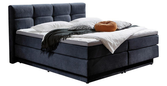 BOXSPRINGBETT 160/200 cm  in Blau  - Blau/Schwarz, KONVENTIONELL, Kunststoff/Textil (160/200cm) - Carryhome