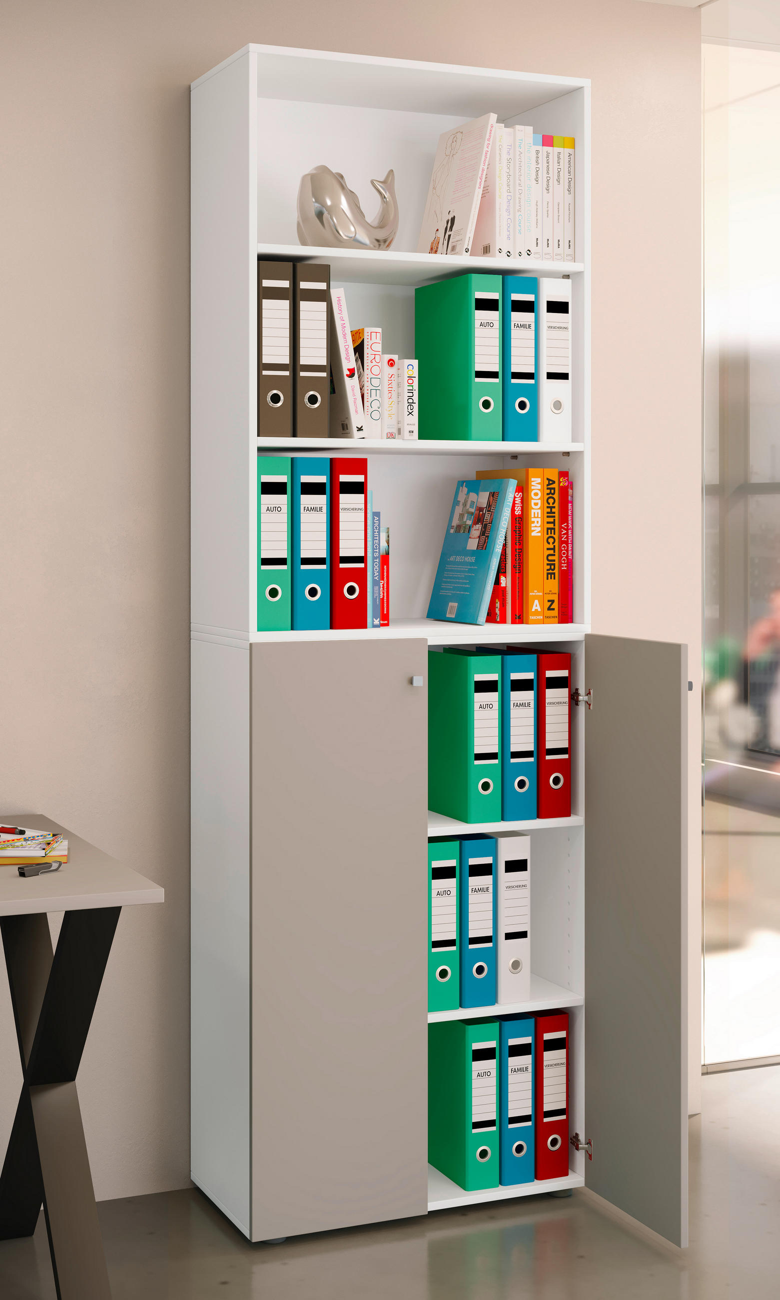 AKTENSCHRANK Grau, Weiß  - Weiß/Grau, Design, Holzwerkstoff (70/220/39cm) - MID.YOU