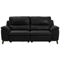2,5-SITZER mit Relaxfunktion in Kombination Echtleder/Lederlook Schwarz  - Wengefarben/Schwarz, Design, Leder/Holz (216/97/95-151cm) - Livetastic