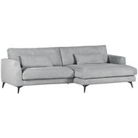 ECKSOFA in Cord Hellgrau  - Hellgrau/Schwarz, Lifestyle, Textil/Metall (270/140cm) - Livetastic