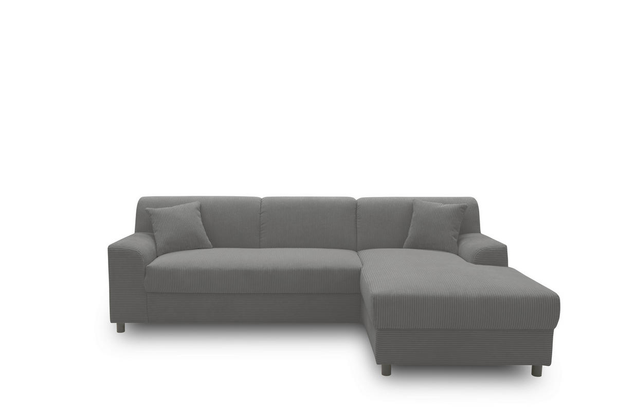 ECKSCHLAFSOFA  CAPRI 2 Grau Cord  - Schwarz/Grau, Basics, Kunststoff/Textil (241/146cm) - MID.YOU