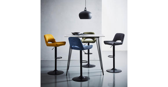 BARHOCKER Webstoff Blau, Schwarz Eisen - Blau/Schwarz, Design, Textil/Metall (49/86.5-108.5/53cm) - Novel