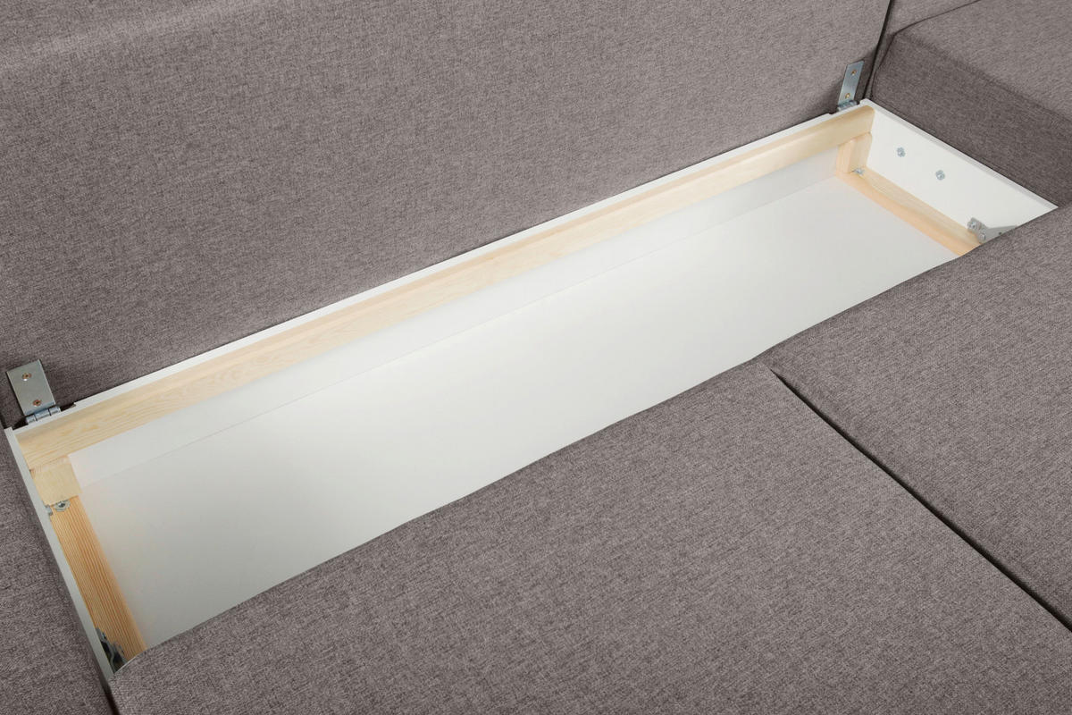 ECKSOFA in Webstoff Greige  - Greige/Beige, Trend, Holz/Textil (313/215cm) - MID.YOU