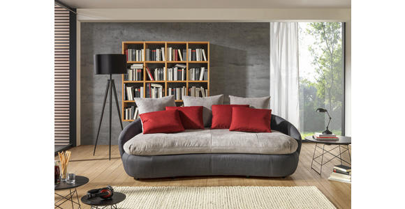 MEGASOFA in Textil Grau, Rot, Schwarz - Rot/Schwarz, Design, Kunststoff/Textil (238/80/143cm) - Hom`in