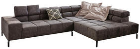 ECKSOFA Dunkelgrau Velours  - Dunkelgrau/Schwarz, Design, Textil/Metall (321/216cm) - Hom`in